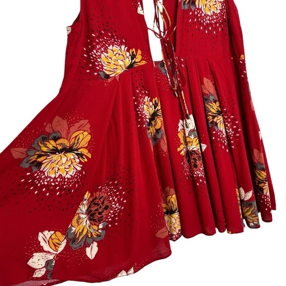 Free People Womens Lovely Day Floral Printed Tunic Size XS Red Boho Sleeveless - Picture 6 of 10